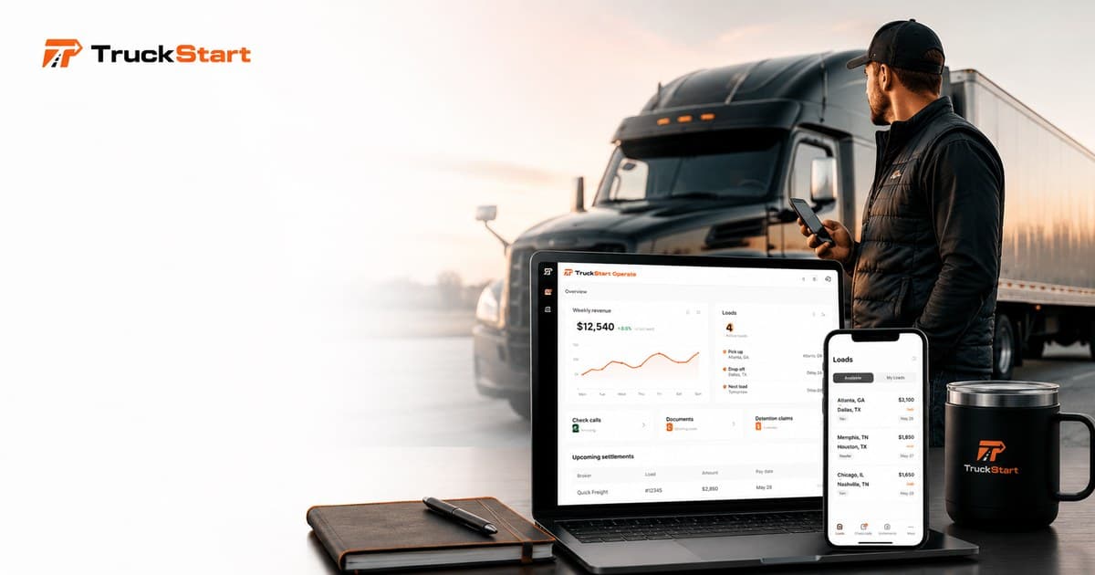 TruckStart Operate dashboard preview on laptop and phone